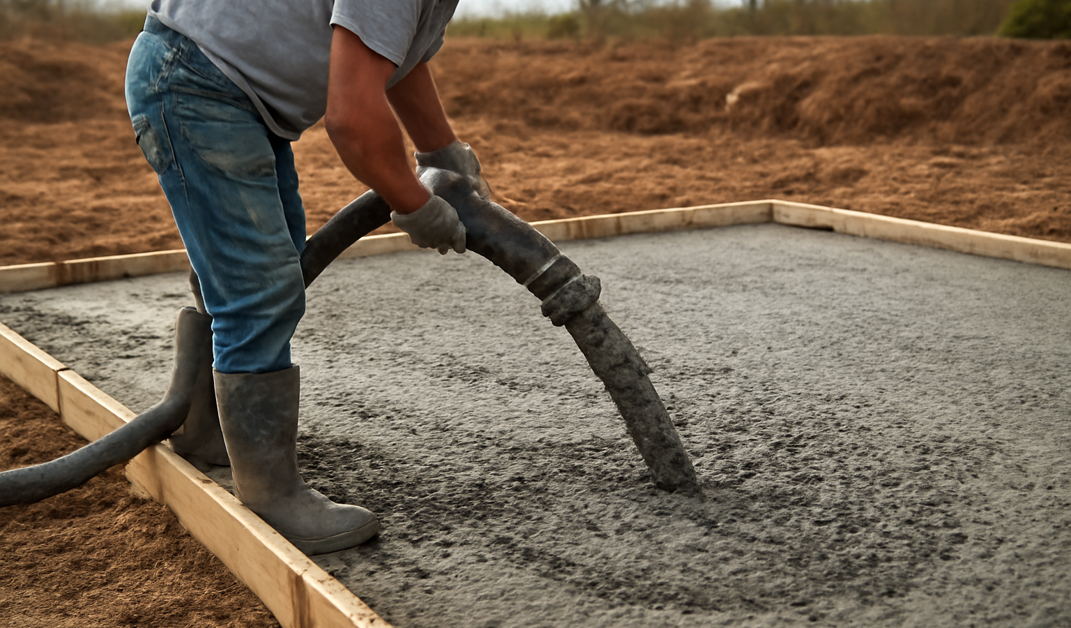 coulage de dalle en béton sur terrain