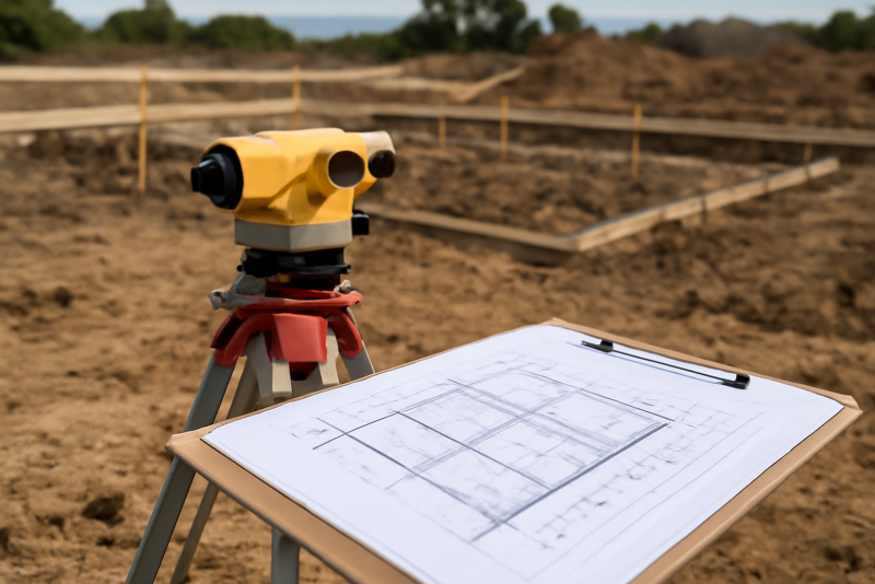 terrain borne avec plan de construction pose