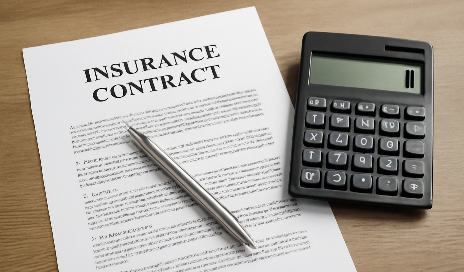contrat d'assurance et calculatrice