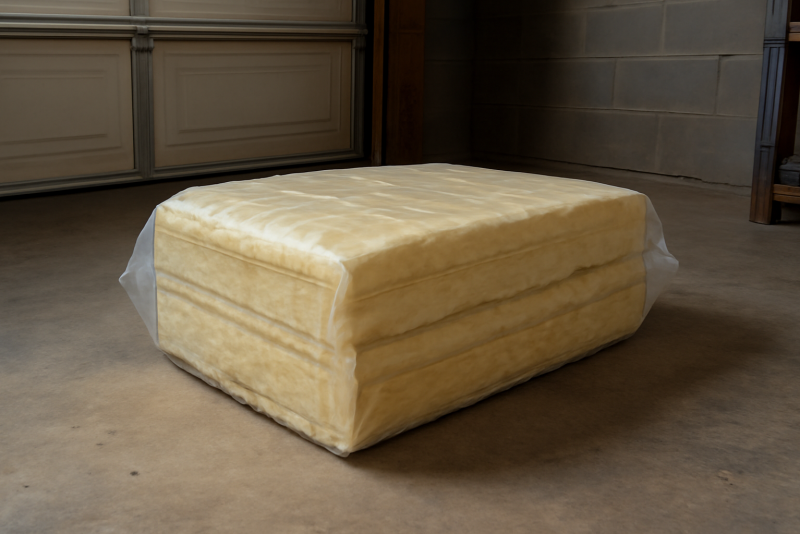 paquet d'isolant posé dans un garage