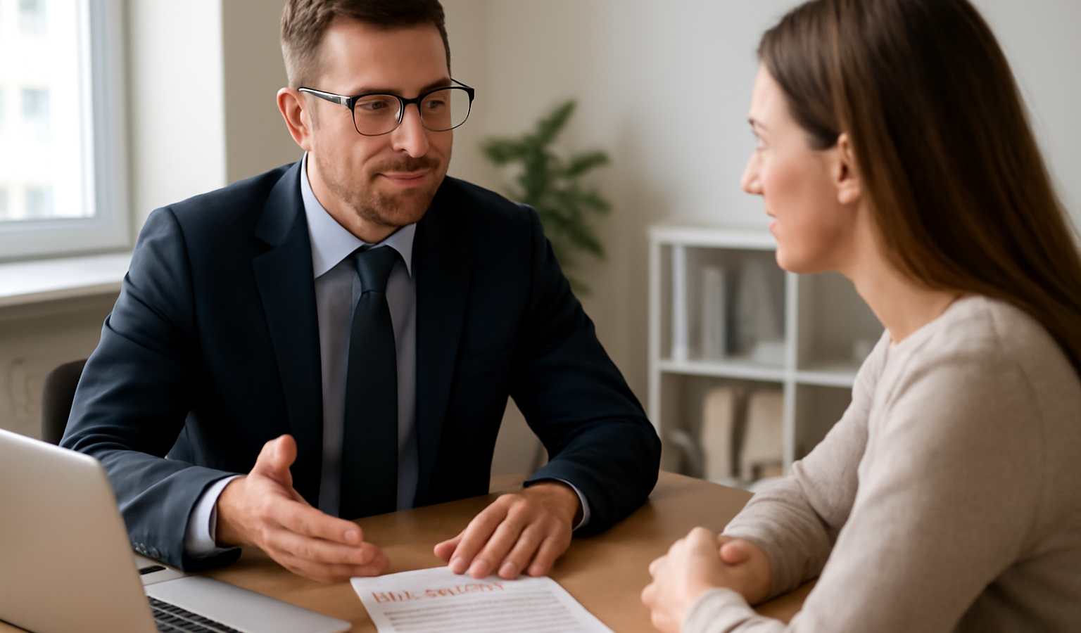 personne discutant taux avec conseiller