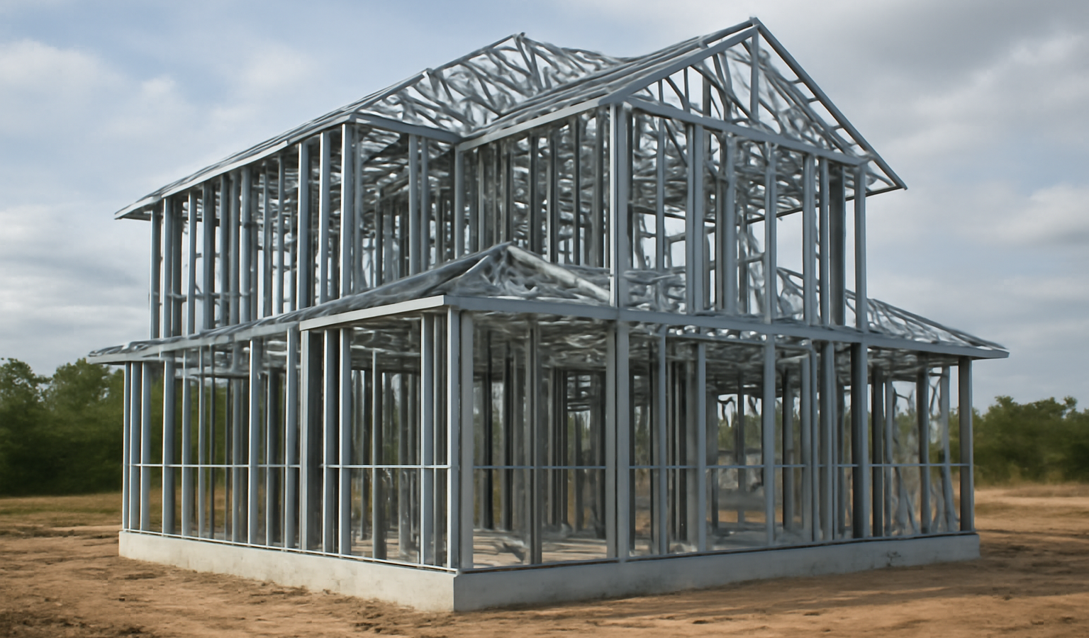 Structure métallique maison en chantier