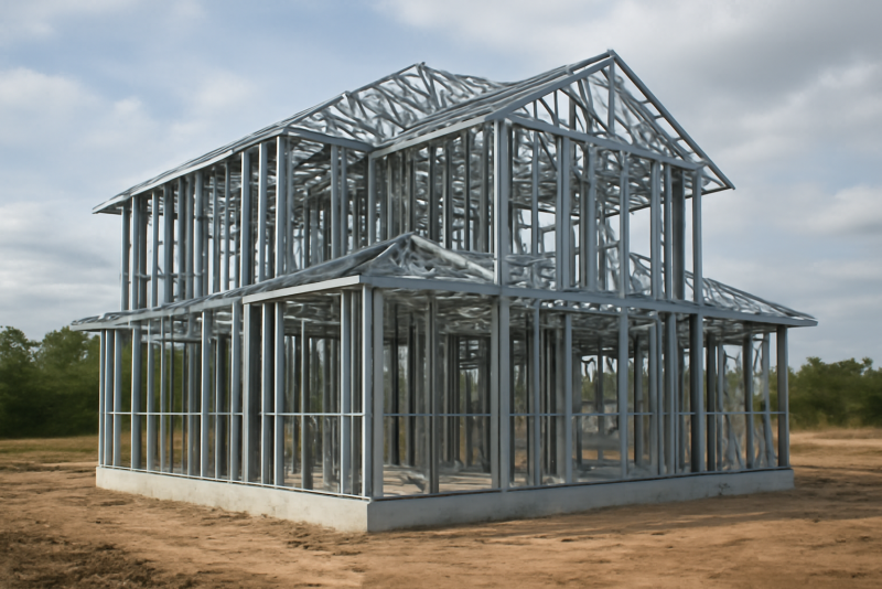 Structure métallique maison en chantier