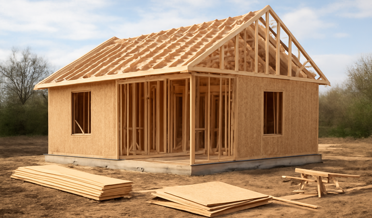 chantier de petite maison en construction