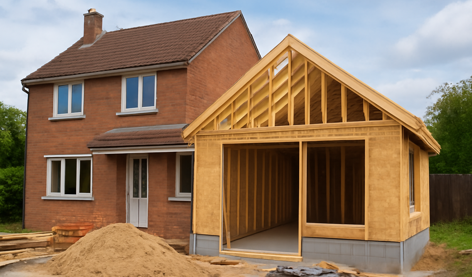 maison avec extension en construction
