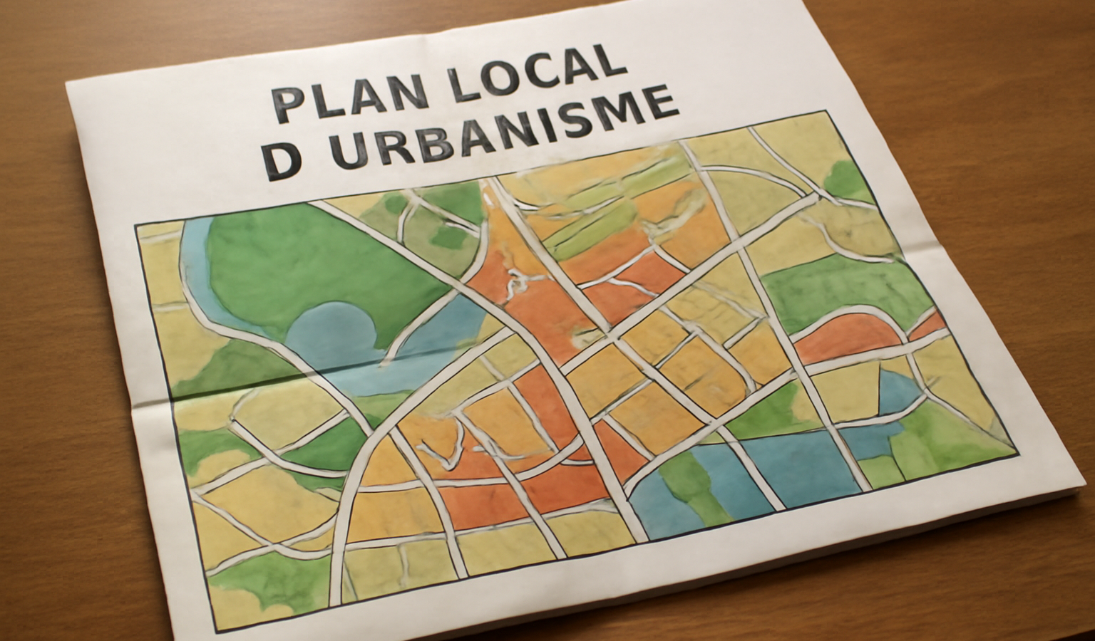 plan local d'urbanisme pose sur table