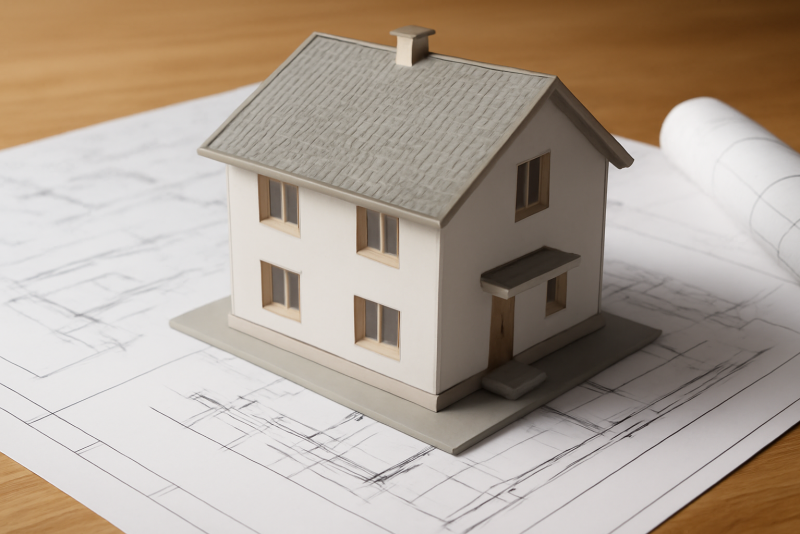 maquette de maison et plans techniques