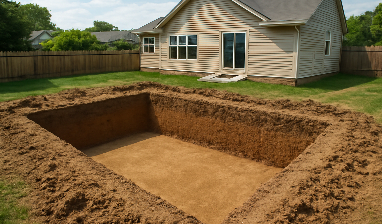 terrain creusé pour piscine proche maison