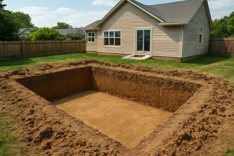 terrain creusé pour piscine proche maison