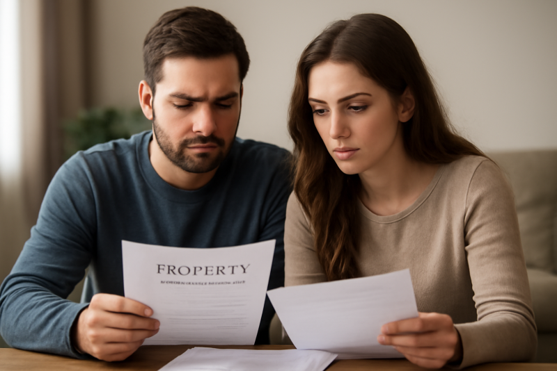 couple examinant actes de propriété