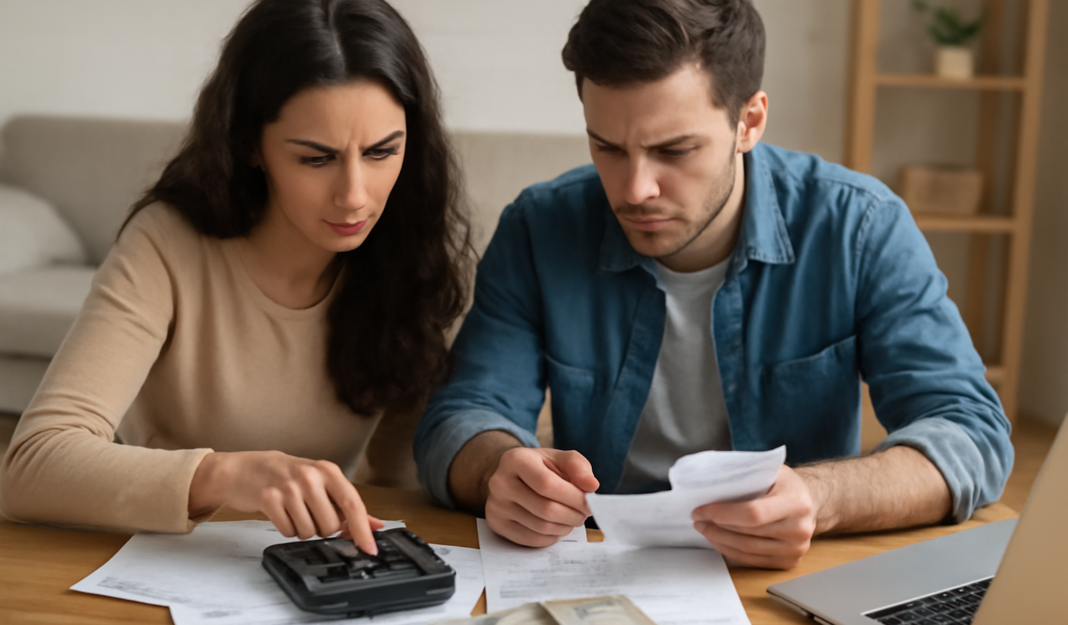 couple calculant budget autour de table