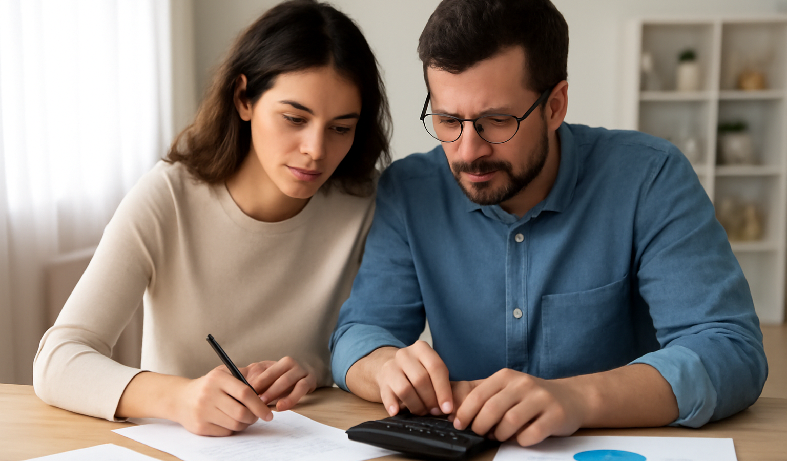 couple calculant budget autour d'une table