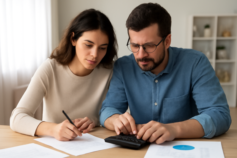 couple calculant budget autour d'une table