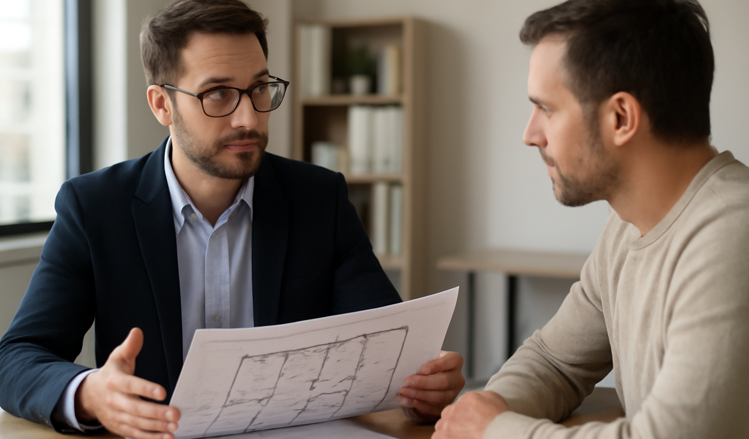 architecte discutant plans avec client