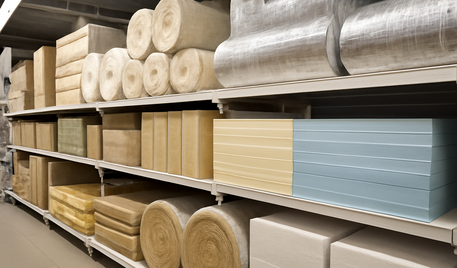 rayon materiaux isolants dans un magasin de bricolage