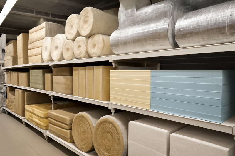 rayon materiaux isolants dans un magasin de bricolage