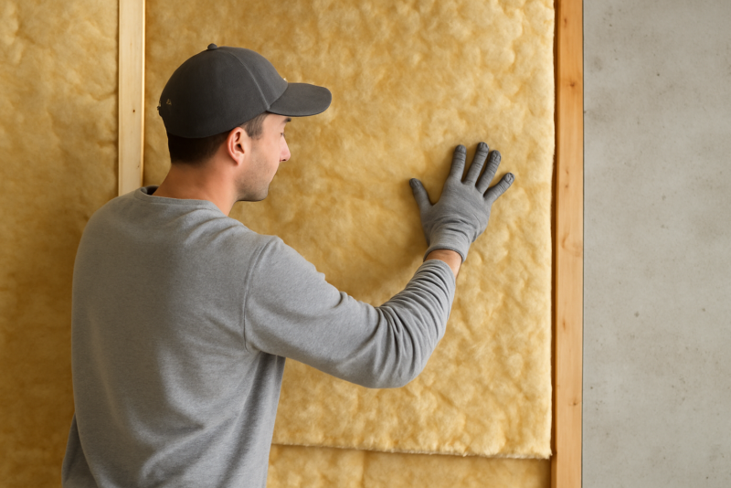 pose d'isolant sur mur intérieur