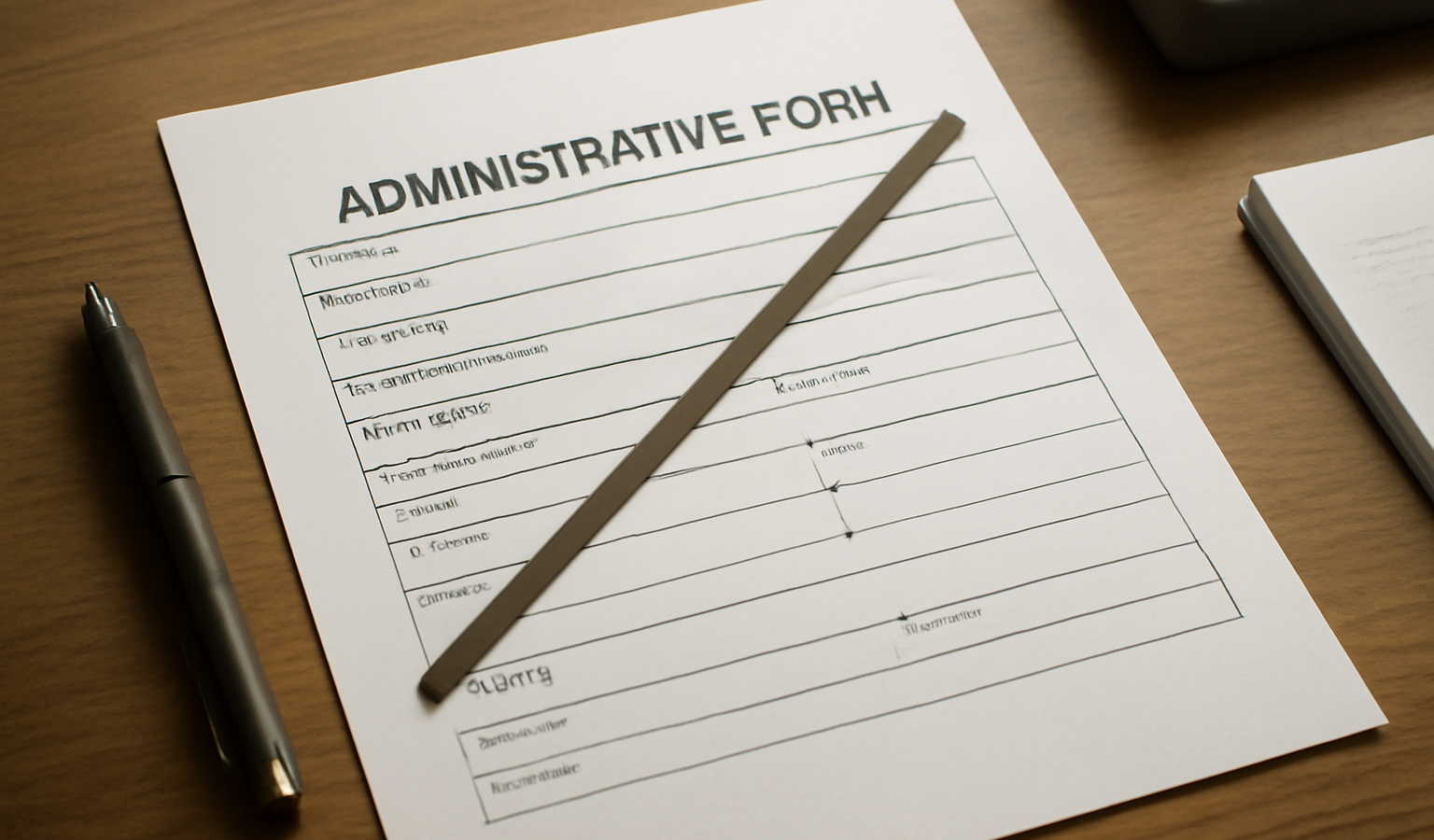 formulaire administratif barré sur bureau