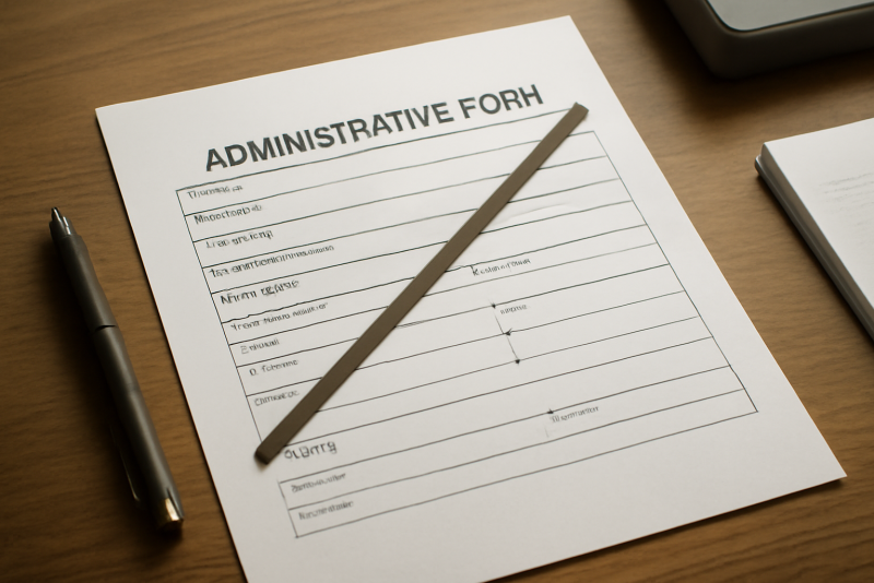 formulaire administratif barré sur bureau