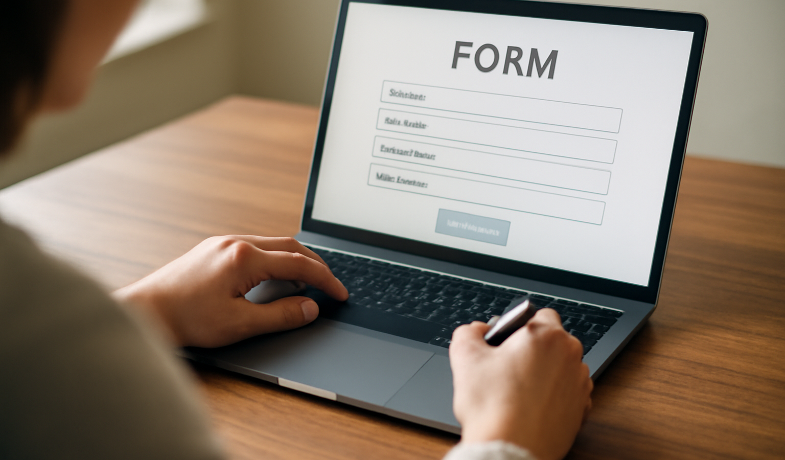 personne remplissant formulaire sur ordinateur