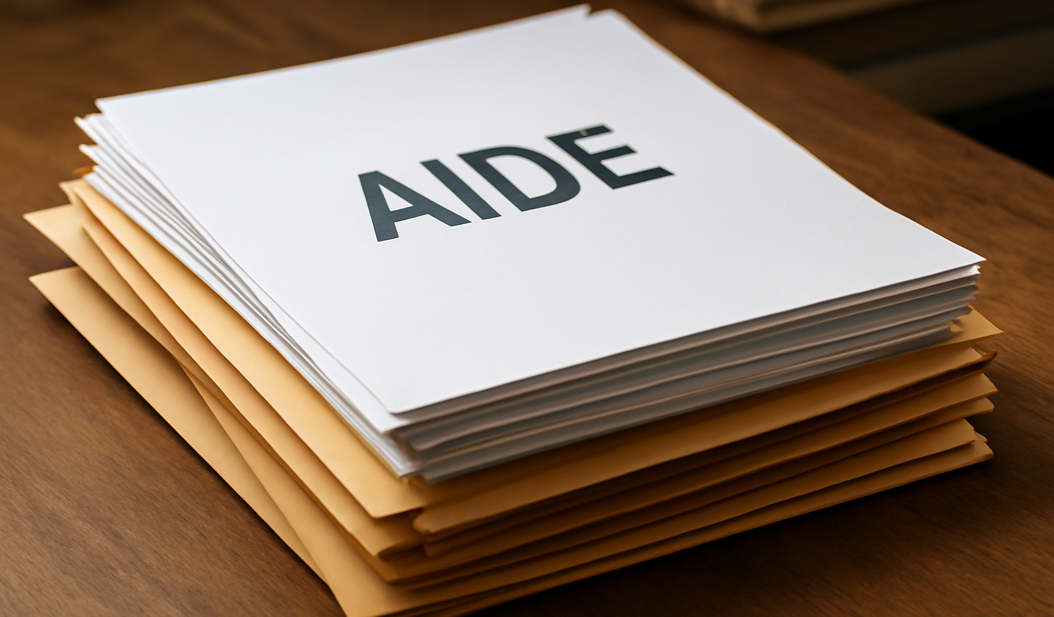 pile de dossiers et enveloppes d'aides sur table