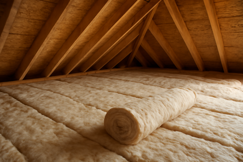 combles avec isolant déroule sous toiture