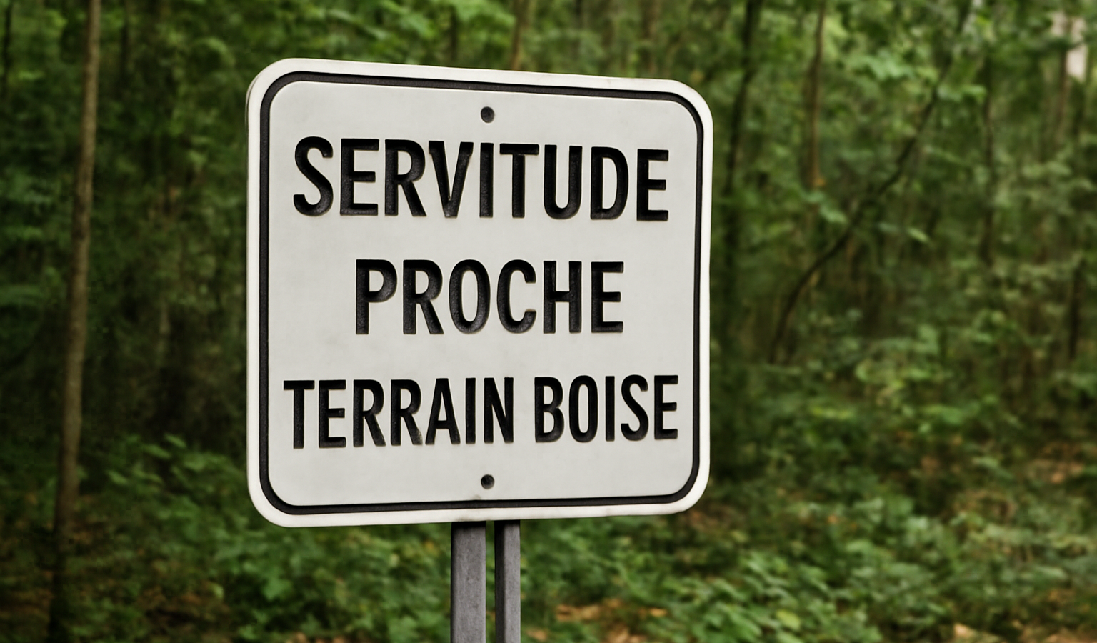 panneau indiquant servitude proche terrain boisé
