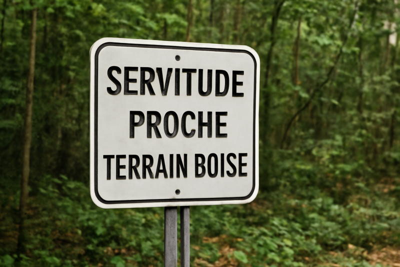 panneau indiquant servitude proche terrain boisé