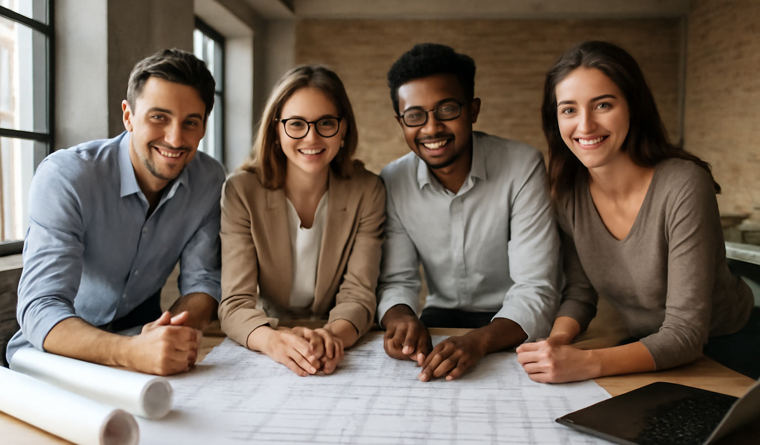 groupe d'architectes autour d'une table de travail